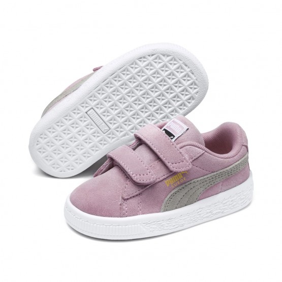 Puma Suede Shoes Boys Pink/Gold 001DUNSS