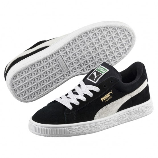 Puma Suede Shoes Boys Black/White 053ZKAUD