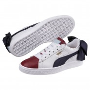 Puma Basket Bow Shoes Womens White/Navy 134WOHEP