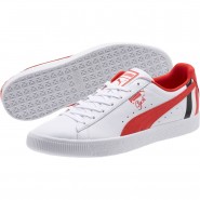 Puma Clyde Lifestyle Shoes Mens White/Deep Red 257SKXUW