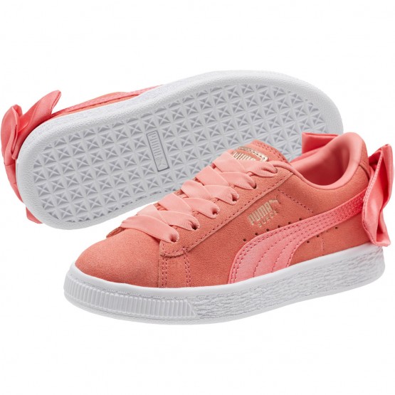 Puma Suede Bow Shoes For Girls Pink 302SMEGV