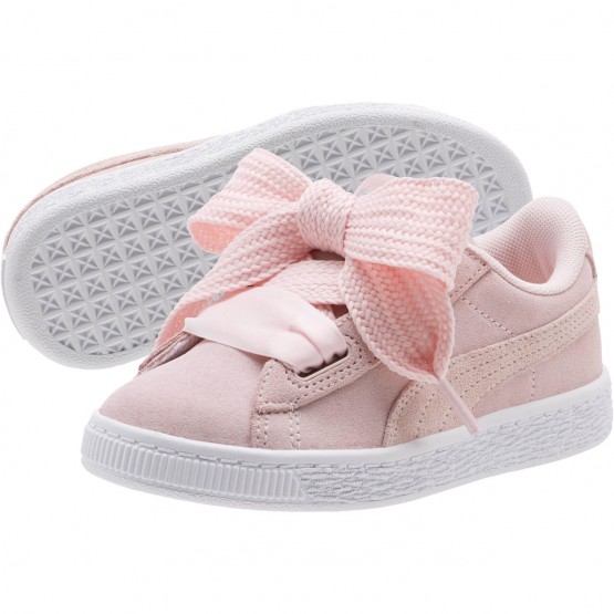 Puma Suede Heart Shoes Girls Pink/Silver/White 388LJPBO