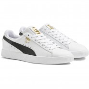 Puma Clyde Shoes Womens White/Black/Gold 491ANZTN