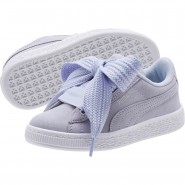 Puma Suede Heart Shoes Girls Blue/Silver/White 640YRROX