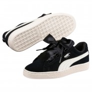 Puma Suede Heart Shoes Girls Black/White 708OYIDT