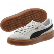 Puma Suede Platform Shoes For Women White/Black 740HZQEC