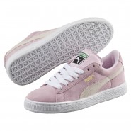 Puma Suede Shoes Boys Pink/White/Gold 857HGGQS